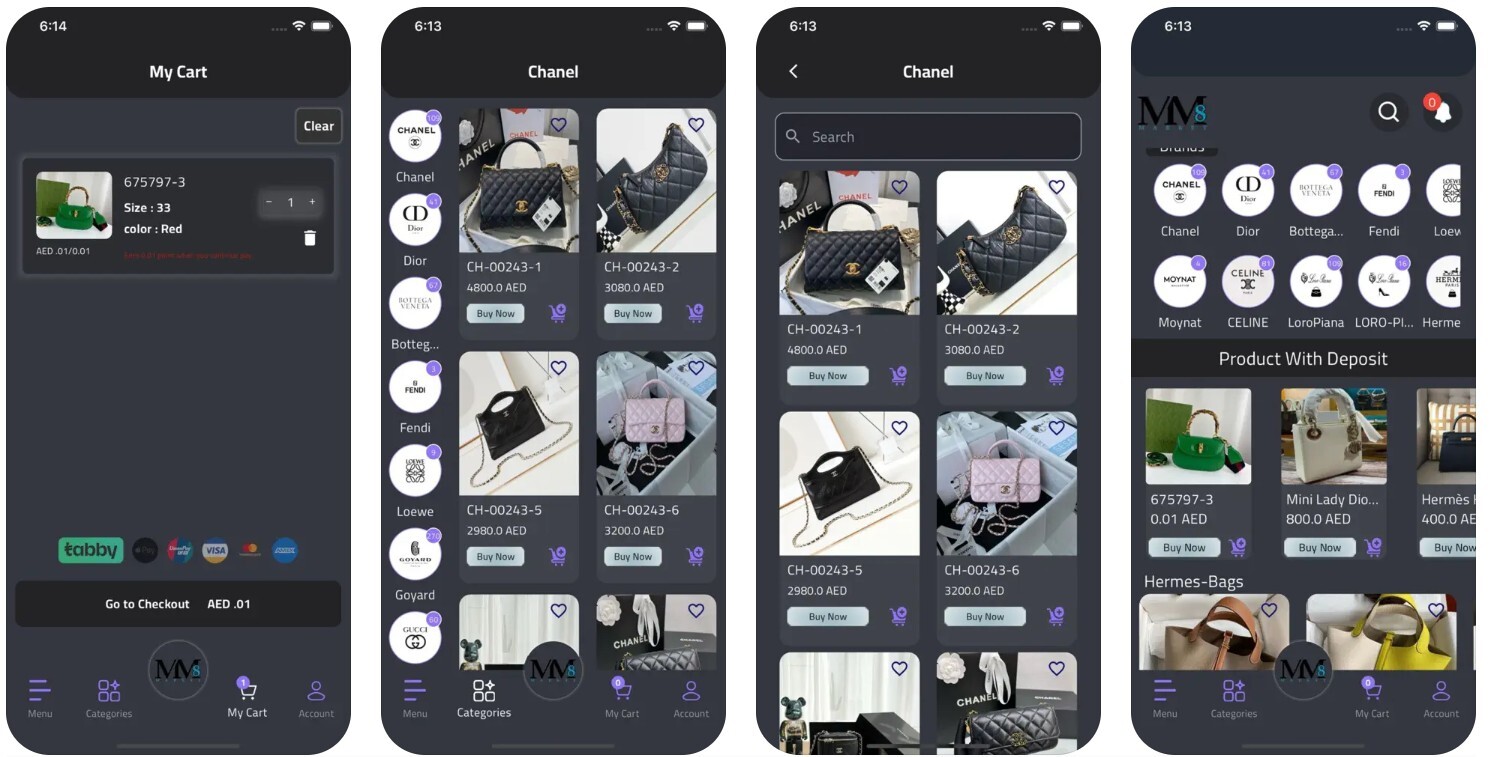 MM8 application screens